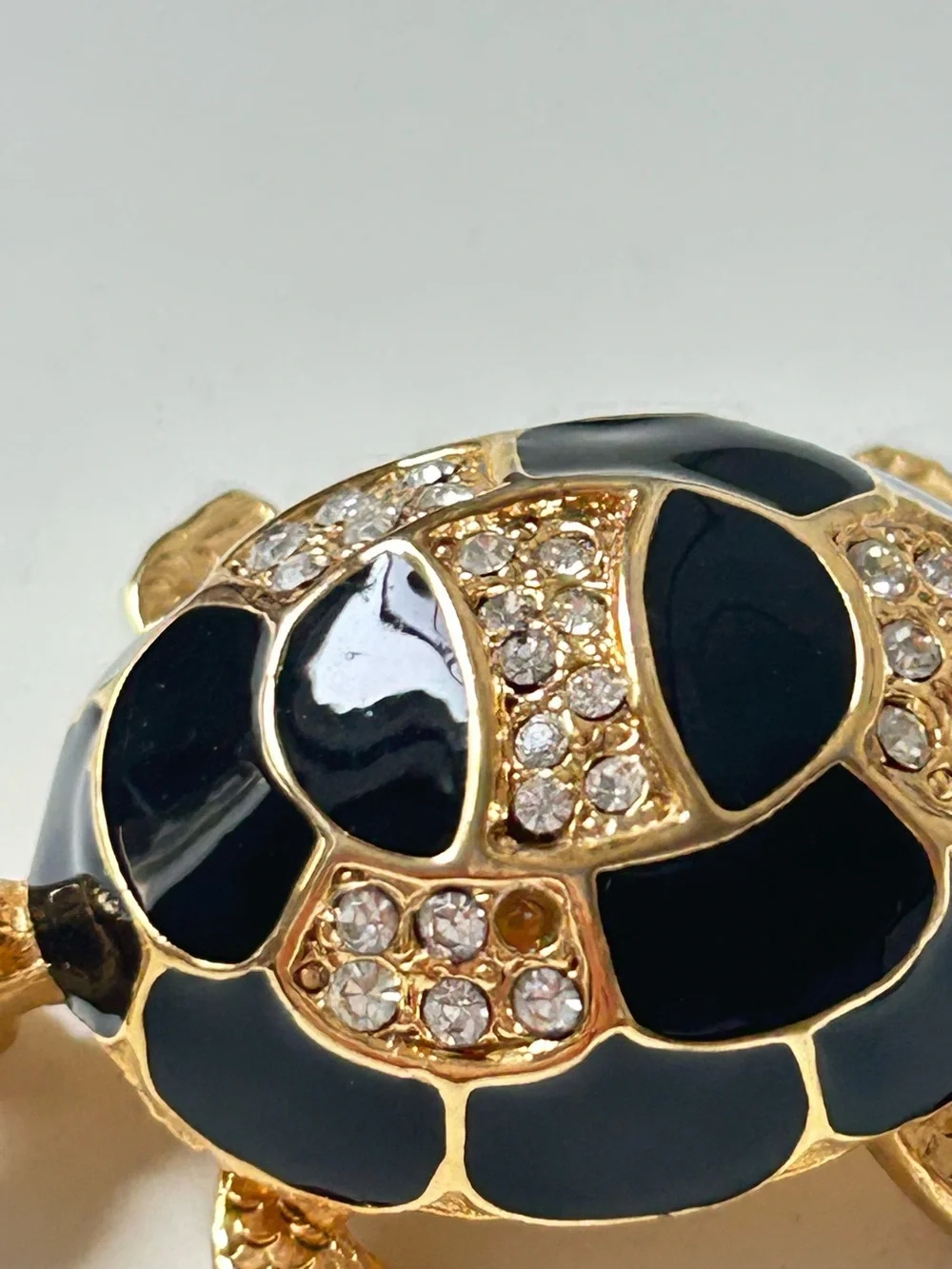 Vintage Turtle Brooch with Rhinestone